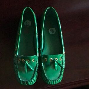 Michael Kors patent leather green driving shoes